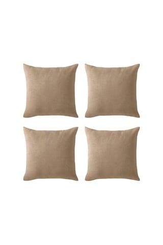 Kırlent Kılıfı 4'lü Set - Gizli Fermuarlı - Kadife Dokulu,bej 43 X 43 Diğer