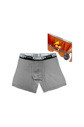 Yohannes Club, Erkek Özel Anatomik Pamuklu Boxer, Renk Seçenekli, Tekli Paket Gri