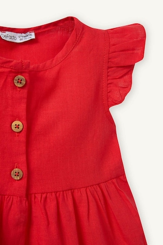Defacto Flamlı Poplin Elbise Kız Bebek Z7402a226smrd63 Kırmızı-rd63