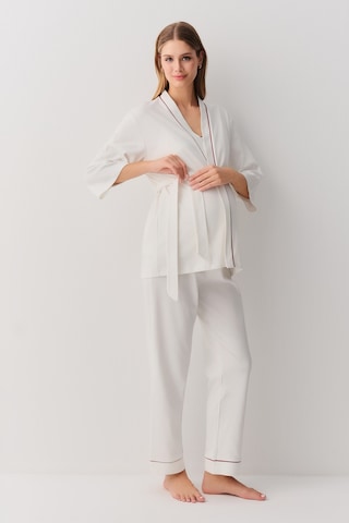 Suwen Pearl 3 Parçalı Hamile Lohusa Pijama Takımı Sh26212660t036 Ekru