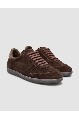 %100 Hakiki Süet Deri Kahverengi Kadın Sneaker Kahverengi