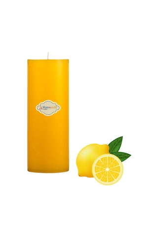 Limon Kokulu 7x15 Sarı Silindir Mum Sarı