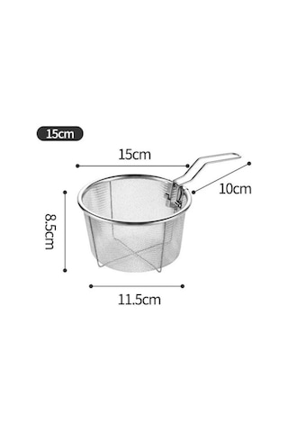 Skycity 16 Cm Çelik Kızartma Sepeti - Sebze Meyve Süzme Ve Kızartma Filtresi Gümüş