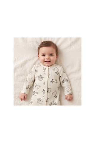 Deniva Kids Erkek Bebek 3'lü Tulum Seti Pamuklu Kaşkorse Fitilli İş Makineleri Desenli Çıtçıtlı Tulum Takımı Mint Yeşili