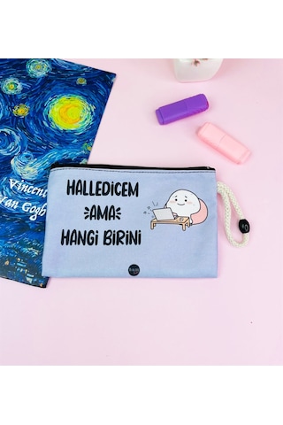 Halledicem Ama Hangi Birini Tasarımlı Bez Kalemlik Cüzdan