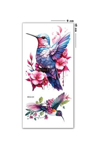 Hayal Sepeti Geçici Dövme 9,5x19cm Tattoo Minimal Tattoo Aksesuar Şık Sinek Kuşu Modeli
