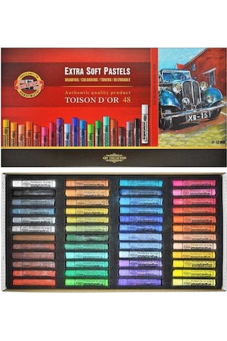 Toison D'or Sanatsal Extra Soft Yuvarlak Pastel Boya Kalın 48 Renk Extra Soft Dry Chalks Nocolor
