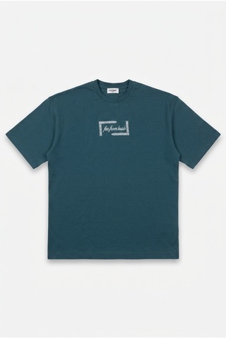 Respire Erkek Ffb Vintage Nakışlı Oversize T-shirt Zümrüt Yeşil