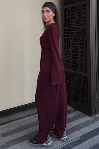 Madmext Bordo Likralı Modal Şalvar Takım Mg2784