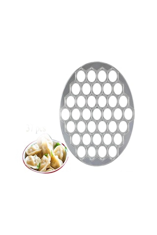 Reedark 37 Delikli Metal Manti Kalıbı - Ev Ofisi Mutfak Aleti - Hızlı Manti Yapımı - Dayanıklı Alaşım Malzeme Gümüş