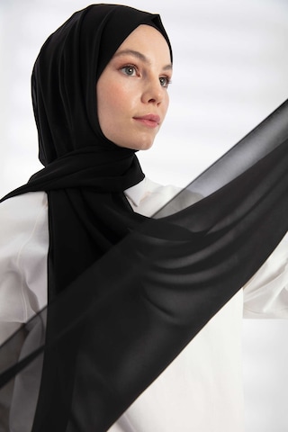 Flora Tekstil Krep Şifon Şal 180x70 Siyah2