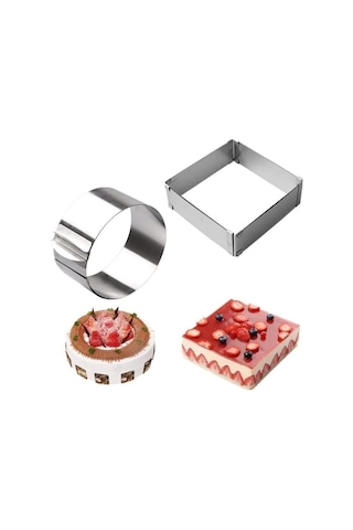 Ayarlanabilir Kare Yuvarlak Kek Kalıbı 2'li Takım Set Goldcakes