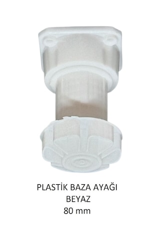 Plastik Baza Ayağı, Beyaz, 8 Cm Beyaz