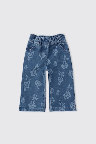 Panço Kız Bebek Çiçek Desenli İndigo Kot Pantolon 2611gb04007 Mavi