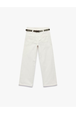 Koton Pamuklu Cepli Bol Kesim Geniş Paça Denim Pantolon Beyaz 6skg40103ad