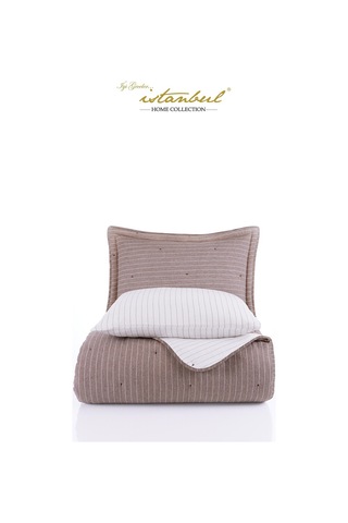 İyi Geceler İstanbul Soft Dreams Kahve Çift Kişilik %100 Pamuk Natural Yatak Örtü Seti Kahverengi