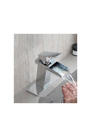 Rena Design Lavabo Bataryasi Krom Şelale Kare Gövde Eğimli Havza Banyo Armatür Çift Giriş Lüks Ergonamik Rena Design Lavabo Bataryasi Krom Şelale Kare Gövde Eğimli Havza Banyo Armatür Çift Giriş Lüks Ergonamik