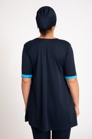 Kadın 670 Büyük Beden Kısa Kol Taytlı Tesettür Mayo Lacivert