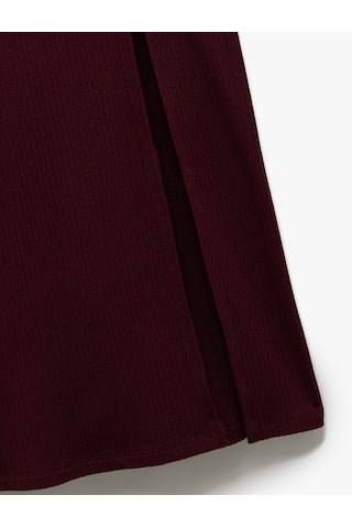 Koton Viskon Ribanalı Slim Fit Yırtmaç Detaylı Kalem Etek Bordo 5sak10345ek Bordo