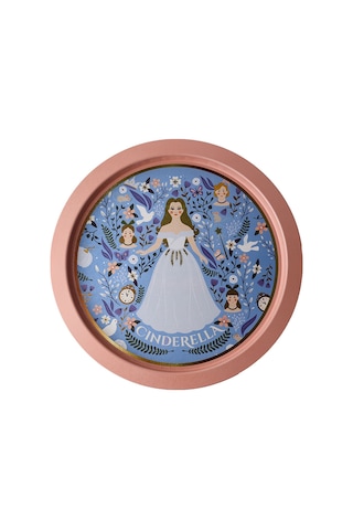 Tales Cinderella Desenli Yuvarlak Metal Tepsi, 37 Cm