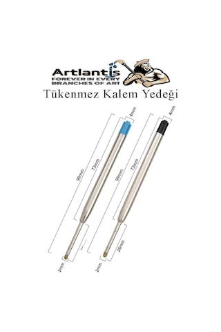 Artlantis Mavi Tükenmez Kalem Yedeği 10 Adet Tükenmez Kalem İçi Yedek Mavi Metal Tükenmez Kalem İçi Okul Ofis Je Genel