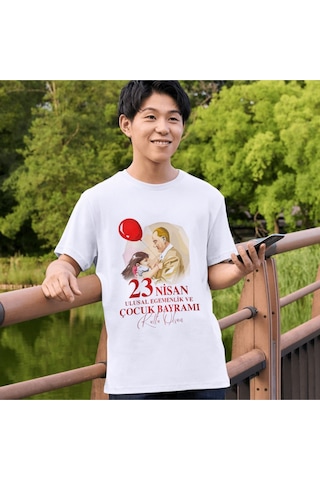 Alpşan Ticaret 23 Nisan Bayram Baskılı Çocuk Tshirt 46 Beyaz