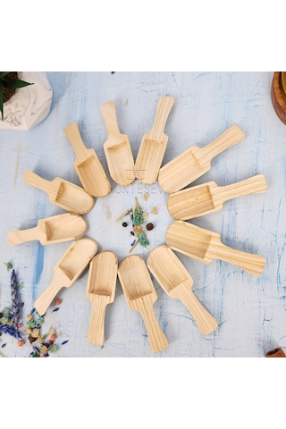 Nergis Ahşap Tahta Servis Baharat Şeker Kahve Reçel Kaşığı 12 Li