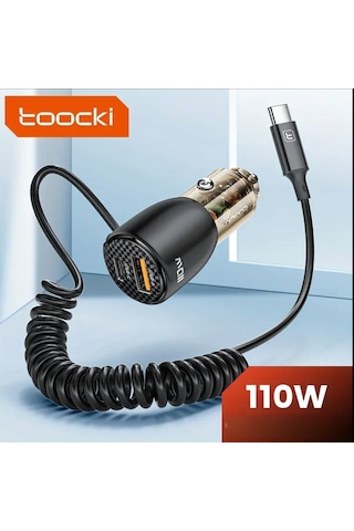Toocki 110w Yaylı Şarj Kablolu 3 Girişli Type-c Ve Usb Hızlı