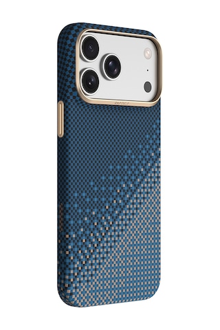 Apple iPhone Uyumlu 18 Pro Kılıf M-safe Şarj Özellikli Raptic Aramid Skin Serenity Serisi Karbon Kapak Lacivert