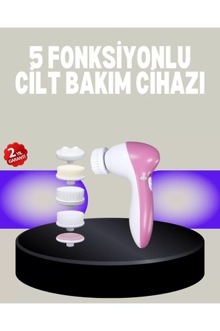 5 Başlıklı Fırçalı Yüz Temizleme Ve Spa Masaj Cihazı Döner Başlık Suya Dayanıklı Mh-hs0009-9473
