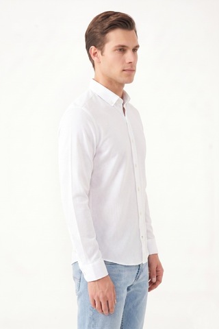 Advante Erkek Spor Slim Fit Uzun Kol Petek Dokulu Gömlek Bgl-st05483 Beyaz