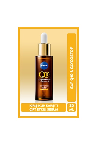 Q10 Kırışıklık Karşıtı Çift Etkili Cilt Serumu 30ml, Saf Q10, Şeker Sebepli Kırışıklık Önleyici