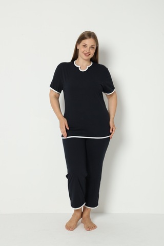 Fames Pijama Yazlik Büyük Beden Pijama Takim Lacivert