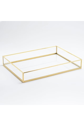 Cam Tepsi Pirinç & Gold 35x25x5cm