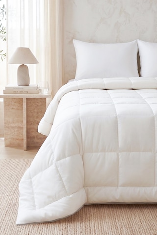 Ocean Home Textile Pamuklu Saten Biyeli Mikrojel Çift Kişilik Yorgan 195 X 215 Cm Beyaz
