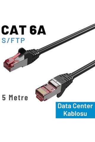 Irenıs 5 Mt Siyah Cat 6a S/ftp Ethernet Data Center Patch Kablo