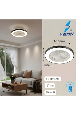 Kcf297 Modern Tavan Vanti 15w 19"ledli Modern Vantilatör - Beyaz Kcf297 Modern Tavan Vanti 15w 19"ledli Modern Vantilatör - Beyaz