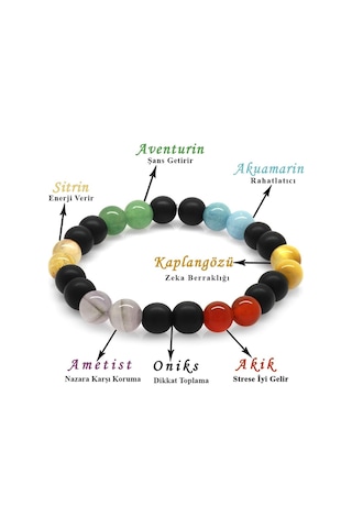 Tesbihane Küre Kesim Çoklu Doğaltaş Kombinli Erkek Başarı Bilekliği Çok Renkli