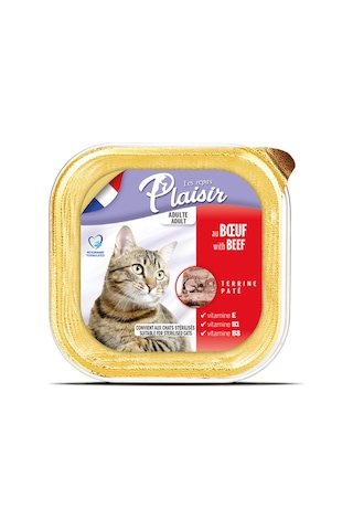 Plaisir Sığır Etli Pate Yetişkin Kedi Yaş Maması 32 x 100 G
