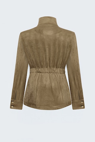 Sateen Kuşaklı Süet Ceket - Camel-138098