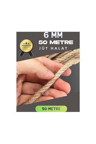 6 Mm 50 Metre Jüt Halat Dekoratif Hasır İp Urgan Süs Evimdeyokyok