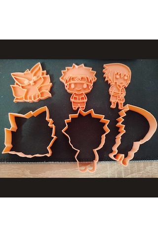 Mizaku Naruto Temalı Kurabiye Kalıbı Ve Kesicileri Naruto + Sasuke + Kyuubi Turuncu