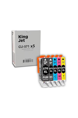 Kingjet Canon Pixma Ts6052 Uyumlu Yüksek Kapasiteli 5 Renk Takım Uyumlu Kartuş Çipli