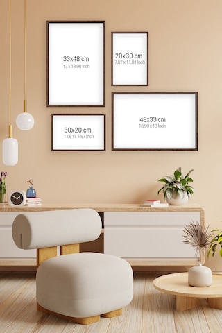 Tek Parça Kahverengi Gerçek Ahşap Çerçeveli Tablo Seti - Model 7 - Ersykhvcrv7