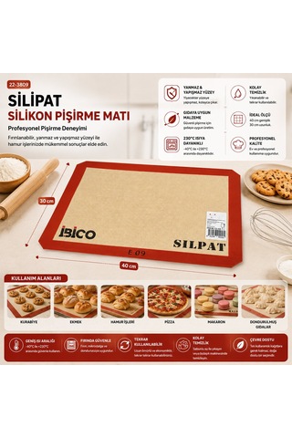 İbico İ22-458 E-09 Fırın Pişirme Matı 30x40cm Silpat Diğer