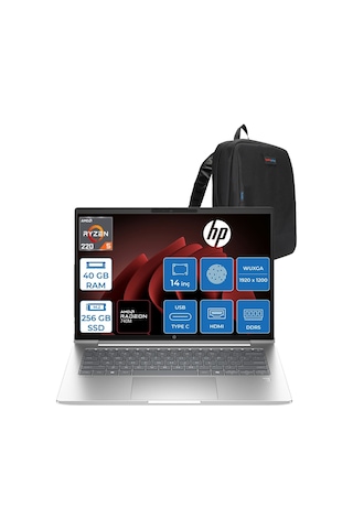 HP ProBook 4 G1AH CV0E6ATF16 Ryzen 5 220Z 40 GB 256 GB SSD Radeon 740M 14'' Freedos Wuxga Dizüstü Bilgisayar + Zetta Çanta