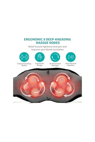 Novahub Kneading Isıtmalı Boyun-bel-sırt-omuz Masaj Yastığı, Masaj Aleti Yeni Tasarım Siyah