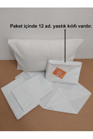 Otel Yastık Kılıfı Ekonomik Kapaklı Beyaz 50x70 Cm 12'li