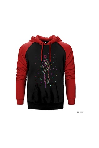 Aşk Yıldızları Gri Renk Reglan Kol Sweatshirt / Hoodie
