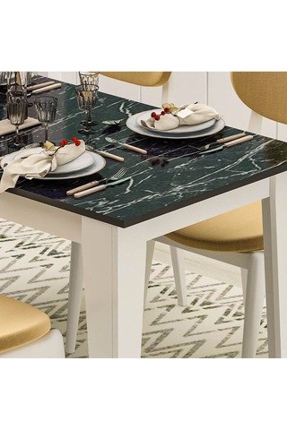 Şimal Yemek Masası 120x72 Beyaz - Royal Mermer